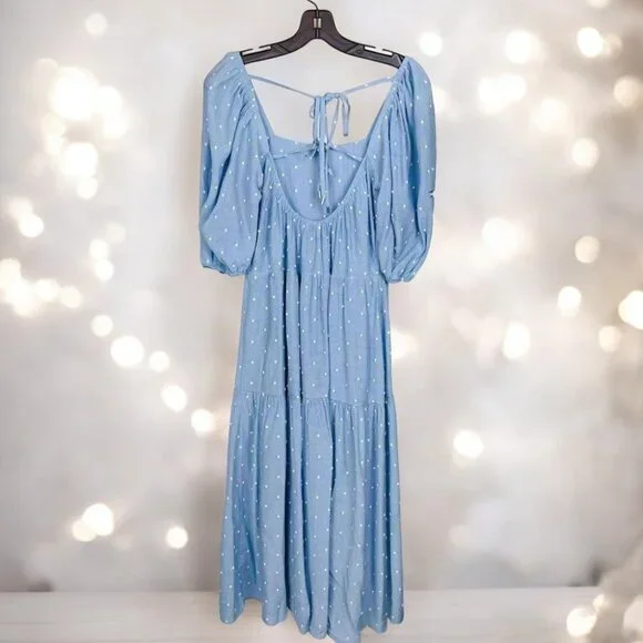 NWT MOON RIVER Clip Dot Midi Tiered Dress - Picture 4 of 6